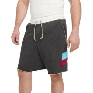 Nike Shorts Alumni Fleece Varsity Raised Spell Out Lettering Men’s Sz Small Gray